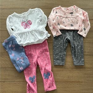 Adorable Baby Girl Outfit Set with Butterfly and Floral Designs
